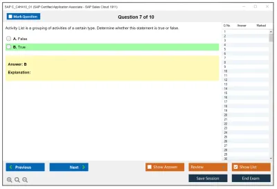 SAP C_C4H410_01 SAP Certified Application Associate - SAP Sales Cloud 1911 Practice test exam simulator test engine exam Prep practice test questions answers Image 7