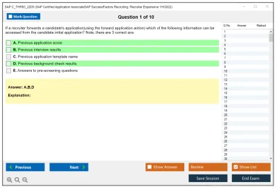 SAP C_THR83_2205 SAP Certified Application AssociateSAP SuccessFactors Recruiting: Recruiter Experience 1H/2022 Practice test exam simulator test engine exam Prep practice test questions answers Image 1