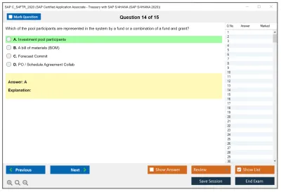 SAP C_S4FTR_2020 SAP Certified Application Associate - Treasury with SAP S/4HANA (SAP S/4HANA 2020) Practice test exam simulator test engine exam Prep practice test questions answers Image 14