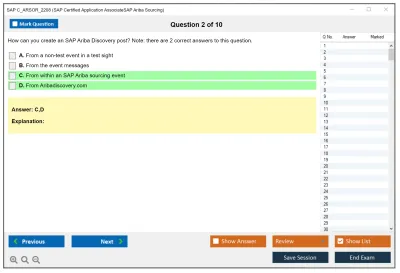 SAP C_ARSOR_2208 SAP Certified Application AssociateSAP Ariba Sourcing Practice test exam simulator test engine exam Prep practice test questions answers Image 2