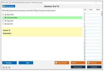 SAP C_SAC_2221 SAP Certified Application Associate - SAP Analytics Cloud Practice test exam simulator test engine exam Prep practice test questions answers Image 10