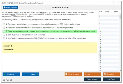 CWNP CWSP-206 CWSP Certified Wireless Security Professional Practice test exam simulator test engine exam Prep practice test questions answers Image 2