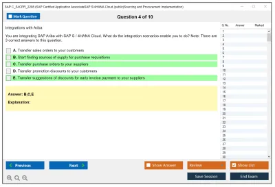 SAP C_S4CPR_2208 SAP Certified Application AssociateSAP S/4HANA Cloud (public)Sourcing and Procurement Implementation Practice test exam simulator test engine exam Prep practice test questions answers Image 4