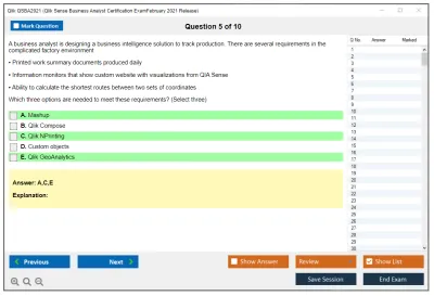 Qlik QSBA2021 Qlik Sense Business Analyst Certification Exam - February 2021 Release Practice test exam simulator test engine exam Prep practice test questions answers Image 5