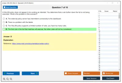Juniper JN0-450 Mist AI. Specialist (JNCIS-MistAI) Practice test exam simulator test engine exam Prep practice test questions answers Image 7