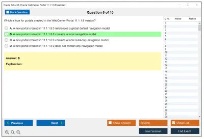 Oracle 1z0-430 Oracle WebCenter Portal 11.1.1.8 Essentials Practice test exam simulator test engine exam Prep practice test questions answers Image 6