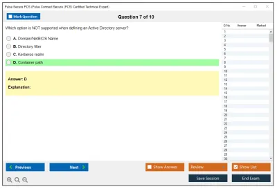 Pulse Secure PCS Pulse Connect Secure (PCS): Administration and Configuration Practice test exam simulator test engine exam Prep practice test questions answers Image 7