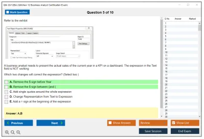 Qlik QV12BA QlikView 12 Business Analyst Certification Exam Practice test exam simulator test engine exam Prep practice test questions answers Image 5