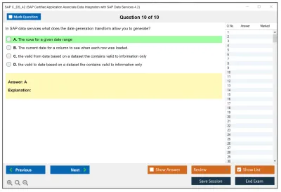 SAP C_DS_42 SAP Certified Application Associate Data Integration with SAP Data Services 4.2 Practice test exam simulator test engine exam Prep practice test questions answers Image 10