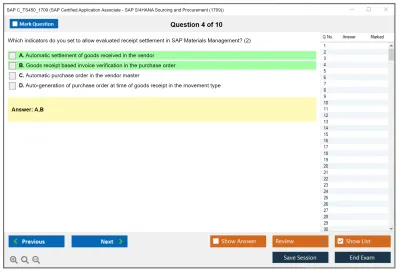SAP C_TS450_1709 SAP Certified Application Associate - SAP S/4HANA Sourcing and Procurement (1709) Practice test exam simulator test engine exam Prep practice test questions answers Image 4