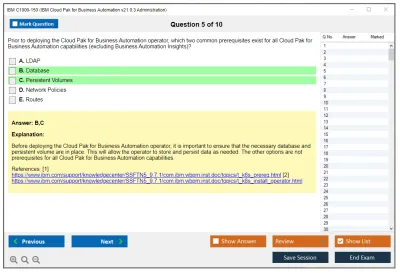IBM C1000-150 IBM Cloud Pak for Business Automation v21.0.3 Administration Practice test exam simulator test engine exam Prep practice test questions answers Image 5