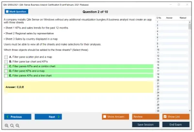 Qlik QSBA2021 Qlik Sense Business Analyst Certification Exam - February 2021 Release Practice test exam simulator test engine exam Prep practice test questions answers Image 2