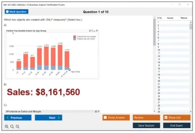 Qlik QV12BA QlikView 12 Business Analyst Certification Exam Practice test exam simulator test engine exam Prep practice test questions answers Image 1