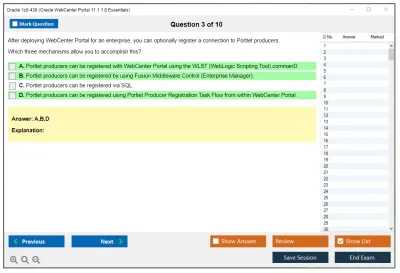 Oracle 1z0-430 Oracle WebCenter Portal 11.1.1.8 Essentials Practice test exam simulator test engine exam Prep practice test questions answers Image 3