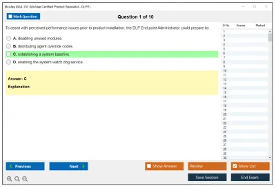 McAfee MA0-103 McAfee Certified Product Specialist - DLPE Practice test exam simulator test engine exam Prep practice test questions answers Image 1