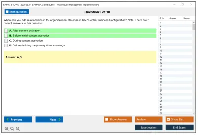 SAP C_S4CWM_2208 SAP S/4HANA Cloud (public) - Warehouse Management Implementation Practice test exam simulator test engine exam Prep practice test questions answers Image 2