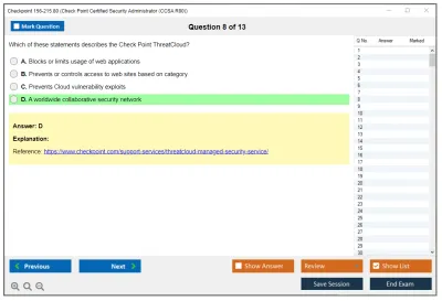 Checkpoint 156-215.80 Check Point Certified Security Administrator (CCSA R80) Practice test exam simulator test engine exam Prep practice test questions answers Image 8