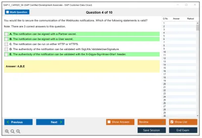 SAP C_C4H620_94 SAP Certified Development Associate - SAP Customer Data Cloud Practice test exam simulator test engine exam Prep practice test questions answers Image 4