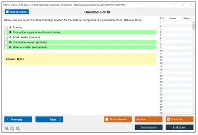 SAP C_TSCM42_66 SAP Certified Application Associate - Production - Planning &amp; Manufacturing with SAP ERP 6.0 EHP6 Practice test exam simulator test engine exam Prep practice test questions answers Image 3