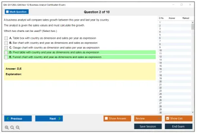 Qlik QV12BA QlikView 12 Business Analyst Certification Exam Practice test exam simulator test engine exam Prep practice test questions answers Image 2