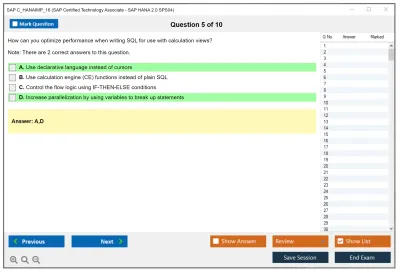 SAP C_HANAIMP_16 SAP Certified Technology Associate - SAP HANA 2.0 SPS04 Practice test exam simulator test engine exam Prep practice test questions answers Image 5