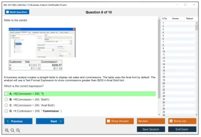 Qlik QV12BA QlikView 12 Business Analyst Certification Exam Practice test exam simulator test engine exam Prep practice test questions answers Image 8