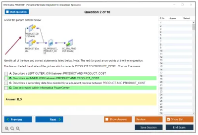 Informatica PR000041 PowerCenter Data Integration 9.x:Developer Specialist Practice test exam simulator test engine exam Prep practice test questions answers Image 2