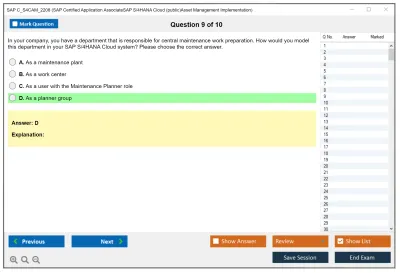 SAP C_S4CAM_2208 SAP Certified Application AssociateSAP S/4HANA Cloud (public)Asset Management Implementation Practice test exam simulator test engine exam Prep practice test questions answers Image 9
