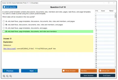 Oracle 1z0-430 Oracle WebCenter Portal 11.1.1.8 Essentials Practice test exam simulator test engine exam Prep practice test questions answers Image 9