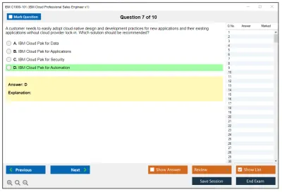IBM C1000-101 IBM Cloud Professional Sales Engineer v1 Practice test exam simulator test engine exam Prep practice test questions answers Image 7