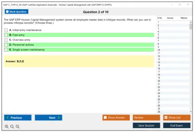 SAP C_THR12_65 SAP Certified Application Associate - Human Capital Management with SAP ERP 6.0 EHP5 Practice test exam simulator test engine exam Prep practice test questions answers Image 2