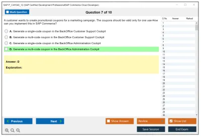 SAP P_C4H340_12 SAP Certified Development ProfessionalSAP Commerce Cloud Developer Practice test exam simulator test engine exam Prep practice test questions answers Image 7