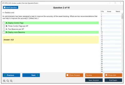 HP HPE2-W04 Aruba Location Services Specialist Exam Practice test exam simulator test engine exam Prep practice test questions answers Image 2