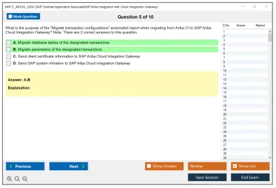 SAP C_ARCIG_2302 SAP Certified Application AssociateSAP Ariba Integration with Cloud Integration Gateway Practice test exam simulator test engine exam Prep practice test questions answers Image 5
