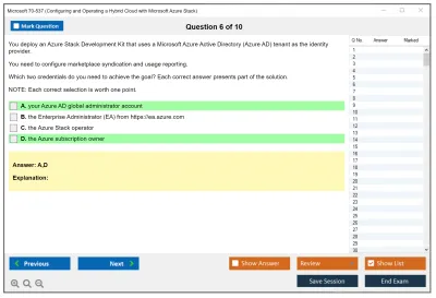 Microsoft 70-537 Configuring and Operating a Hybrid Cloud with Microsoft Azure Stack Practice test exam simulator test engine exam Prep practice test questions answers Image 6