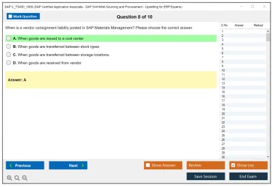 SAP C_TS450_1909 SAP Certified Application Associate - SAP S/4HANA Sourcing and Procurement - Upskilling for ERP Experts Practice test exam simulator test engine exam Prep practice test questions answers Image 8