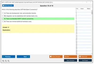 SAP C_S4FTR_2021 SAP Certified Application AssociateTreasury with SAP S/4HANA (SAP S/4HANA 2021) Practice test exam simulator test engine exam Prep practice test questions answers Image 10