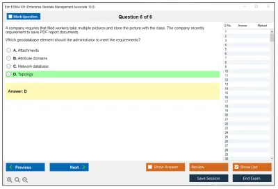 Esri EGMA105 Enterprise Geodata Management Associate 10.5 Practice test exam simulator test engine exam Prep practice test questions answers Image 6