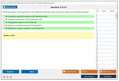 Oracle 1z0-1056 Oracle Financials Cloud: Receivables 2019 Implementation Essentials Practice test exam simulator test engine exam Prep practice test questions answers Image 3