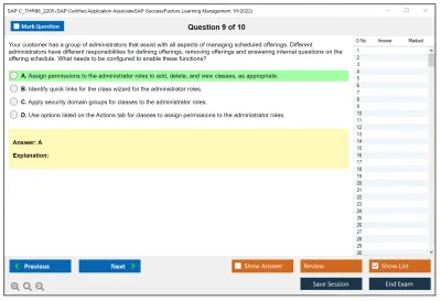 SAP C_THR88_2205 SAP Certified Application AssociateSAP SuccessFactors Learning Management 1H/2022 Practice test exam simulator test engine exam Prep practice test questions answers Image 9