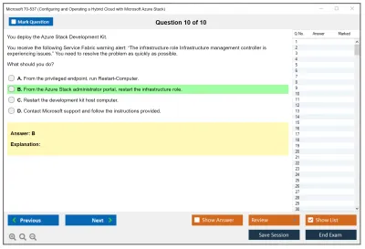 Microsoft 70-537 Configuring and Operating a Hybrid Cloud with Microsoft Azure Stack Practice test exam simulator test engine exam Prep practice test questions answers Image 10