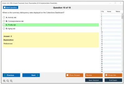 Oracle 1z0-1056 Oracle Financials Cloud: Receivables 2019 Implementation Essentials Practice test exam simulator test engine exam Prep practice test questions answers Image 10