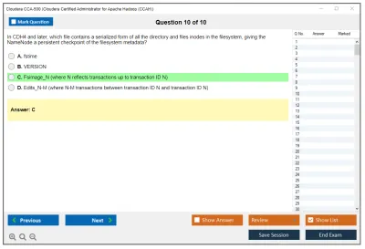 Cloudera CCA-500 Cloudera Certified Administrator for Apache Hadoop (CCAH) Practice test exam simulator test engine exam Prep practice test questions answers Image 10
