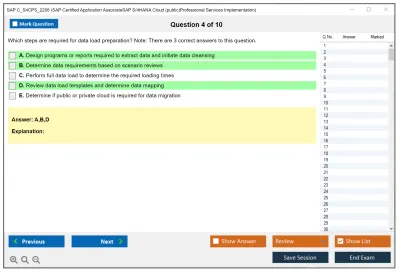SAP C_S4CPS_2208 SAP Certified Application AssociateSAP S/4HANA Cloud (public)Professional Services Implementation Practice test exam simulator test engine exam Prep practice test questions answers Image 4