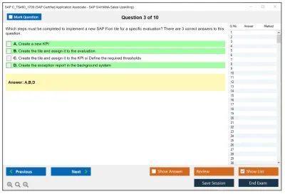 SAP C_TS460_1709 SAP Certified Application Associate - SAP S/4HANA Sales Upskilling Practice test exam simulator test engine exam Prep practice test questions answers Image 3