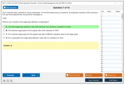 SAP C_THR12_65 SAP Certified Application Associate - Human Capital Management with SAP ERP 6.0 EHP5 Practice test exam simulator test engine exam Prep practice test questions answers Image 7