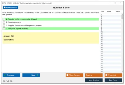 SAP C_ARCON_2208 SAP Certified Application AssociateSAP Ariba Contracts Practice test exam simulator test engine exam Prep practice test questions answers Image 1