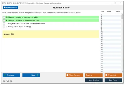 SAP C_S4CWM_2208 SAP S/4HANA Cloud (public) - Warehouse Management Implementation Practice test exam simulator test engine exam Prep practice test questions answers Image 1