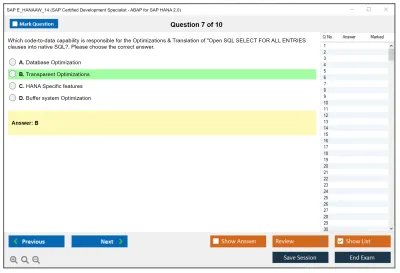 SAP E_HANAAW_14 SAP Certified Development Specialist - ABAP for SAP HANA 2.0 Practice test exam simulator test engine exam Prep practice test questions answers Image 7