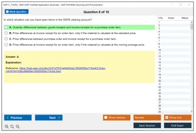 SAP C_TS452_1909 SAP Certified Application Associate - SAP S/4HANA Sourcing and Procurement Practice test exam simulator test engine exam Prep practice test questions answers Image 8